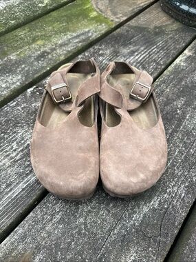 Birkenstock Bonn Slingback Suede  Clogs in Taupe Brown size 41, women's 10